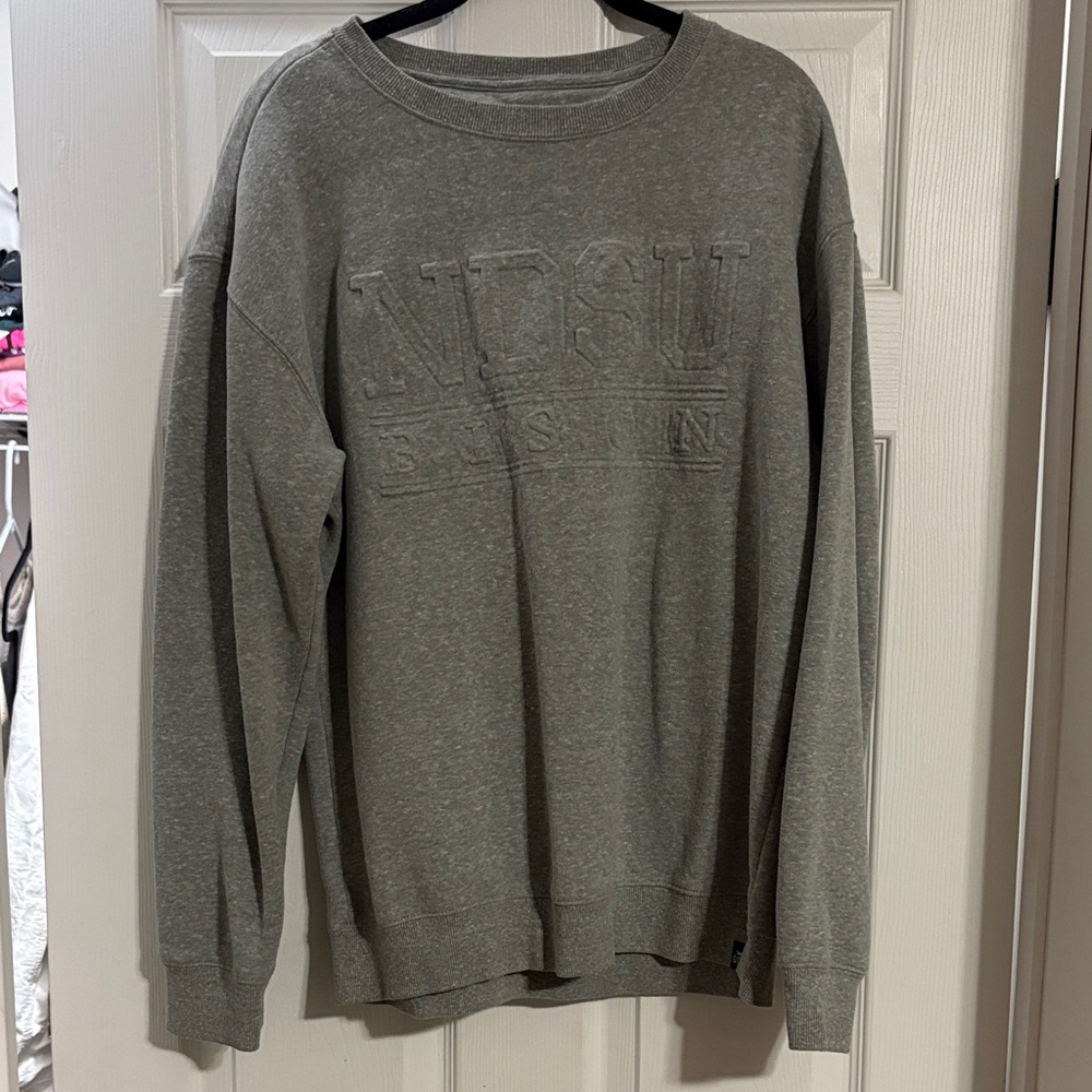 NDSU Bison Embroidered Gray Crewneck Sweater- Womens Large